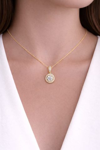 Pendentif Diamant rond en or blanc 18 kt avec diamants, vue 3
