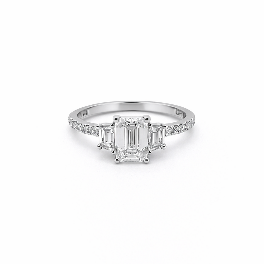 Bague de Fiançailles Trinité Or blanc 18 kt avec diamants