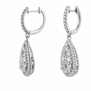 Boucles d'oreilles Huggies Gouttes en or blanc 18 kt avec, vue 2