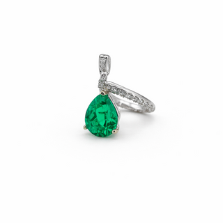 Pendentif Émeraude en or blanc 18 kt avec diamants, vue 2