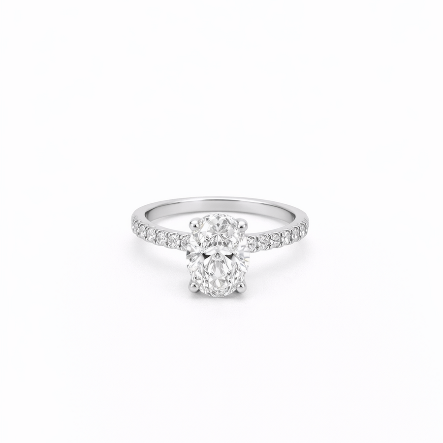 Bague de Fiançailles Or blanc 18 kt avec diamants