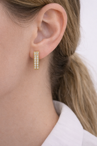 Boucles d'oreilles Anneaux en or jaune 14 kt avec diamants, vue 2