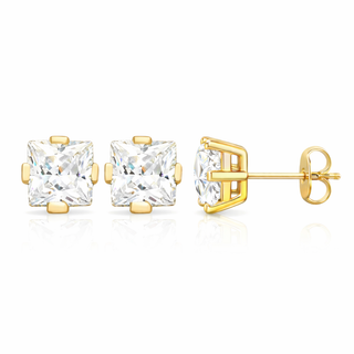 Boucles d'oreilles Clous en or jaune 10 kt avec zircons