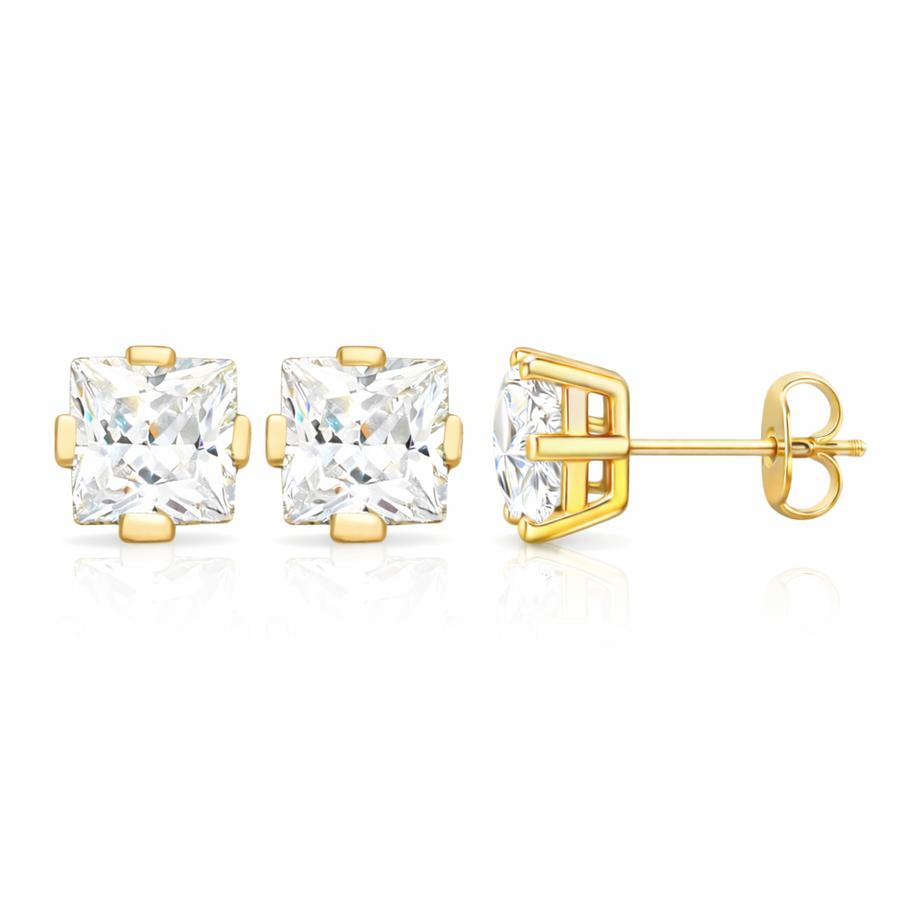 Boucles d'oreilles Clous en or jaune 10 kt avec zircons