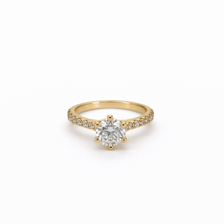 Bague de Fiançailles Or jaune 14 kt avec diamants