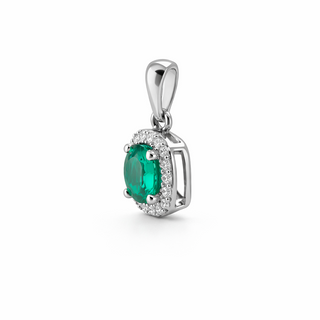 Pendentif Émeraude en or blanc 14 kt avec diamants, vue 2