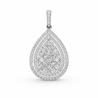 Pendentif Goutte en or blanc 18 kt avec diamants