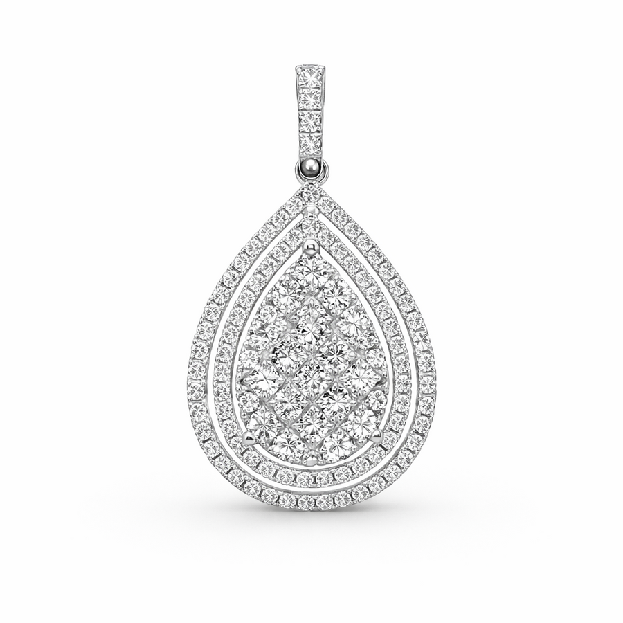 Pendentif Goutte en or blanc 18 kt avec diamants