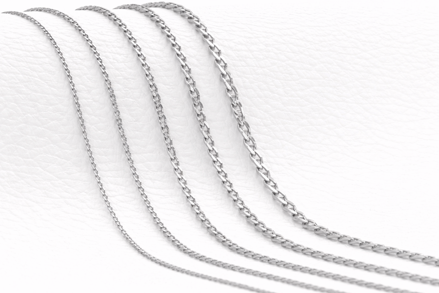 Chaîne Flat Anchor or blanc 10 kt Largeur 3,00 mm