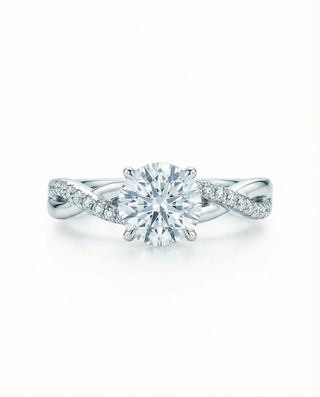 Bague de fiançailles semi-croisée en or blanc