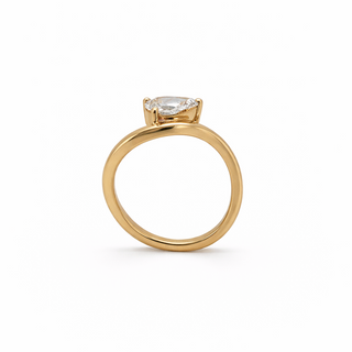 Bague de Fiançailles Diamant Poire Or jaune 14K, vue 2