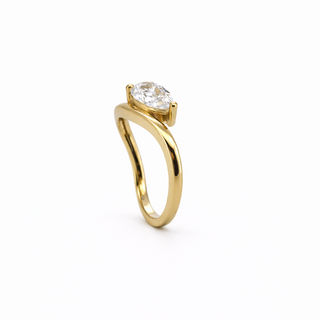Bague de Fiançailles Diamant Poire Or jaune 14K, vue 3
