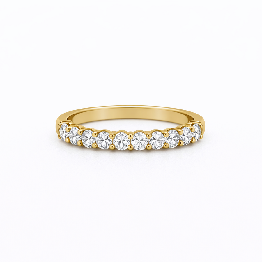 Bague Semi-Éternité Or jaune 14 kt avec diamants