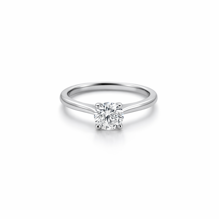 Bague de Fiançailles Solitaire en Or blanc 14 kt