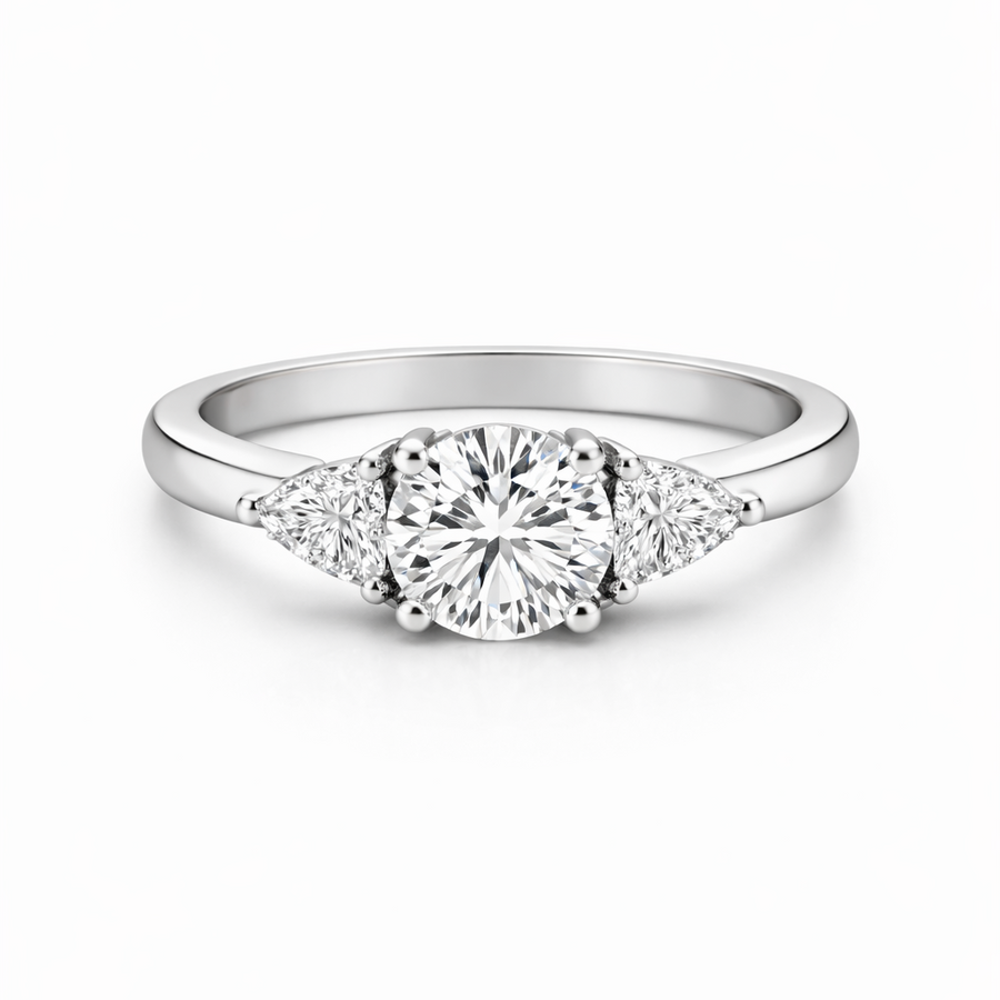 Bague de Fiançailles Trinité en Or blanc 18 kt