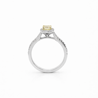 Bague de Fiançailles Diamant jaune Or blanc 18 kt avec, vue 2