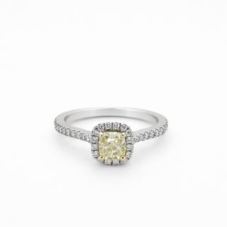 Bague de Fiançailles Diamant jaune Or blanc 18 kt avec